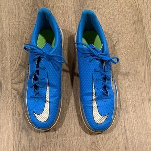 Nike Blue Indoor Soccer Shoes with White Swoosh